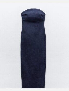 Zara Strapless Dark Denim Dress M